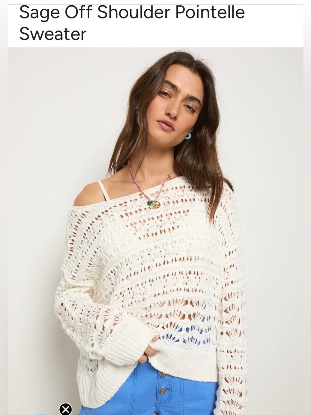 Beautiful Seas Sage Off Shoulder Pointelle Sweater in women’s size 2X.